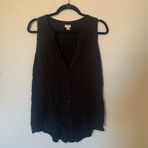 Black V Neck Button down tank
